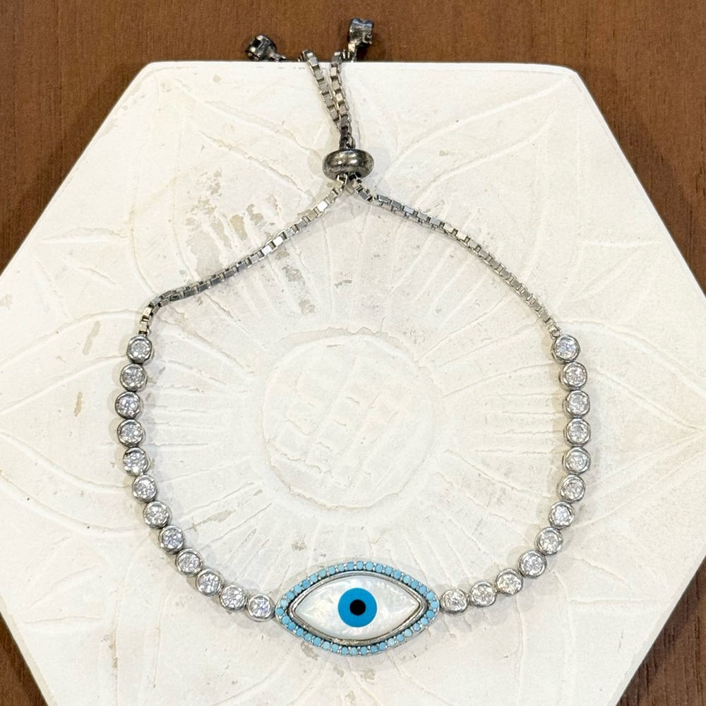 925 Silver Evil Eye Bracelet - image 2
